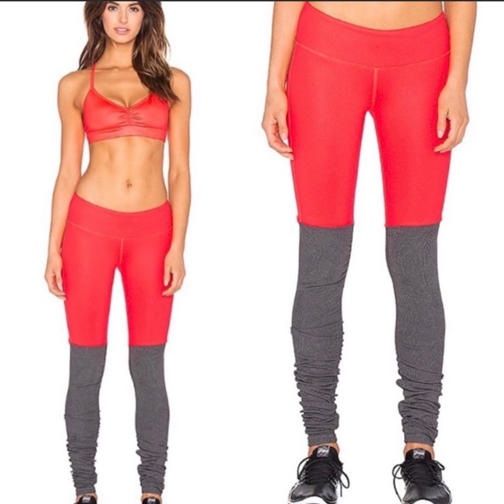 ALO Ruched Contrast Leggings - Starburst Grey Heather